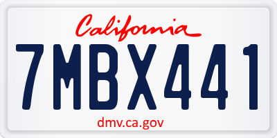 CA license plate 7MBX441