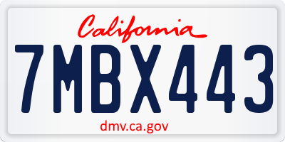 CA license plate 7MBX443