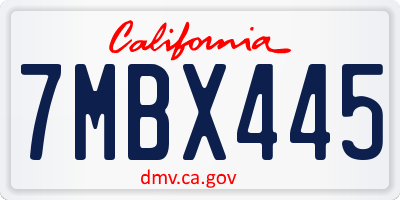 CA license plate 7MBX445
