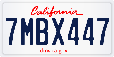 CA license plate 7MBX447