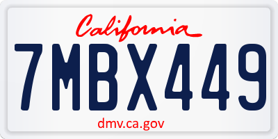 CA license plate 7MBX449