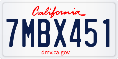 CA license plate 7MBX451