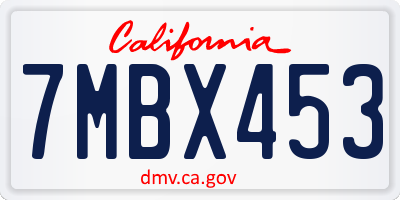 CA license plate 7MBX453