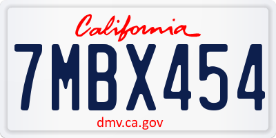 CA license plate 7MBX454