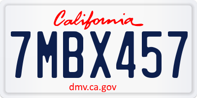 CA license plate 7MBX457