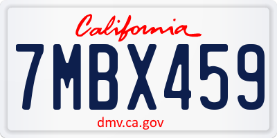 CA license plate 7MBX459