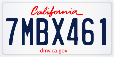 CA license plate 7MBX461