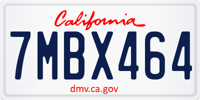 CA license plate 7MBX464