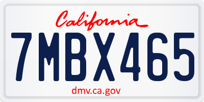 CA license plate 7MBX465