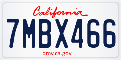 CA license plate 7MBX466