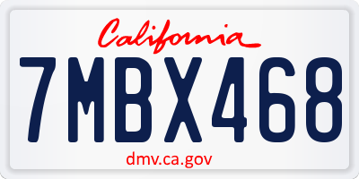 CA license plate 7MBX468
