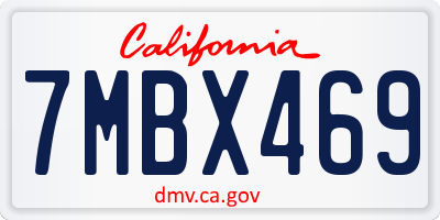 CA license plate 7MBX469