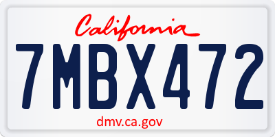 CA license plate 7MBX472