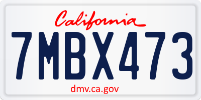 CA license plate 7MBX473