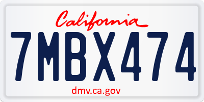 CA license plate 7MBX474