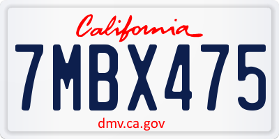 CA license plate 7MBX475