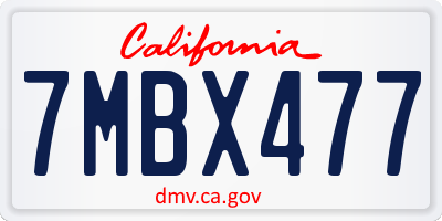 CA license plate 7MBX477