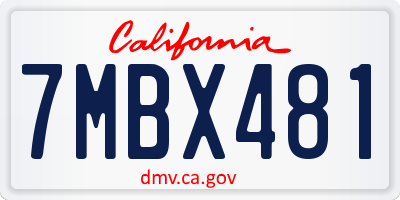 CA license plate 7MBX481