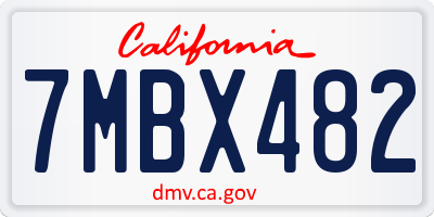 CA license plate 7MBX482