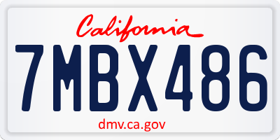 CA license plate 7MBX486