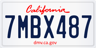 CA license plate 7MBX487