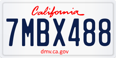 CA license plate 7MBX488