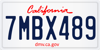 CA license plate 7MBX489
