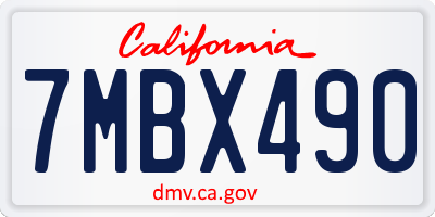 CA license plate 7MBX490