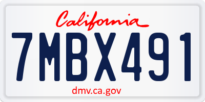 CA license plate 7MBX491