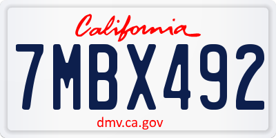 CA license plate 7MBX492