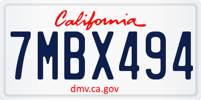 CA license plate 7MBX494