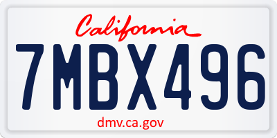 CA license plate 7MBX496