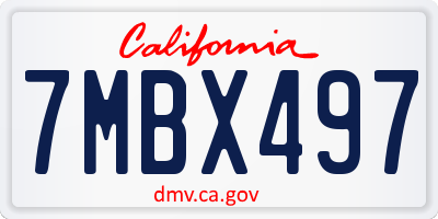 CA license plate 7MBX497
