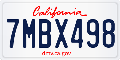CA license plate 7MBX498