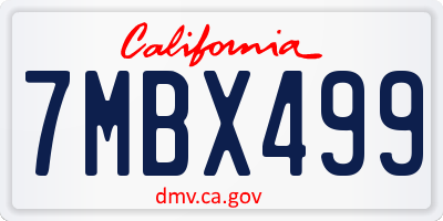 CA license plate 7MBX499
