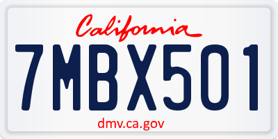CA license plate 7MBX501