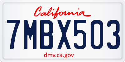 CA license plate 7MBX503