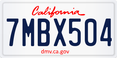 CA license plate 7MBX504