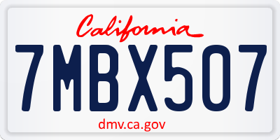CA license plate 7MBX507