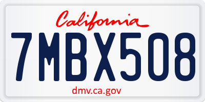 CA license plate 7MBX508