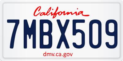 CA license plate 7MBX509