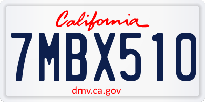CA license plate 7MBX510
