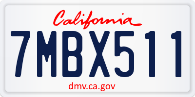 CA license plate 7MBX511