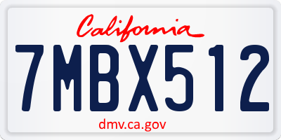 CA license plate 7MBX512