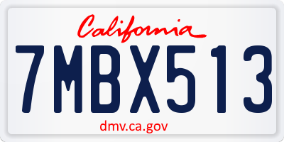CA license plate 7MBX513