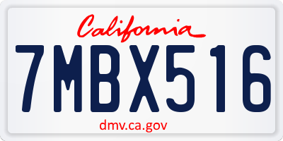 CA license plate 7MBX516