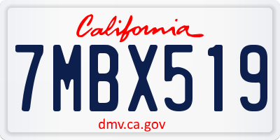 CA license plate 7MBX519