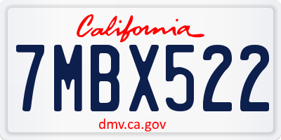 CA license plate 7MBX522