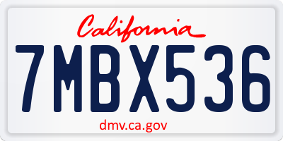 CA license plate 7MBX536