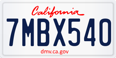 CA license plate 7MBX540